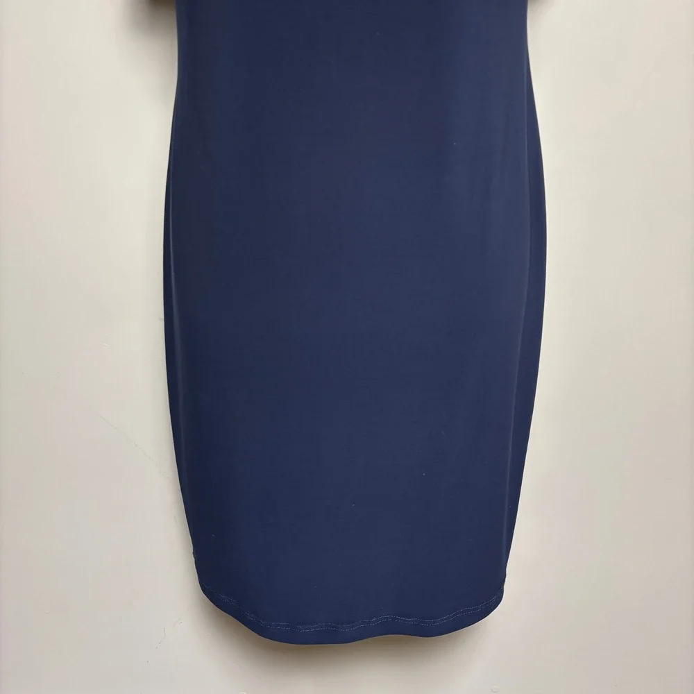 Joseph Ribkoff Blue Zip Back Beaded Overlay Sleeveless Sheath Dress Womens 6 US - Picture 3 of 8